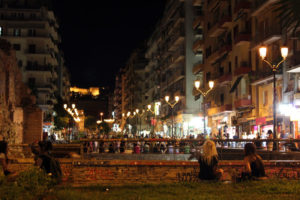 Navarinou area on a crowded summer night